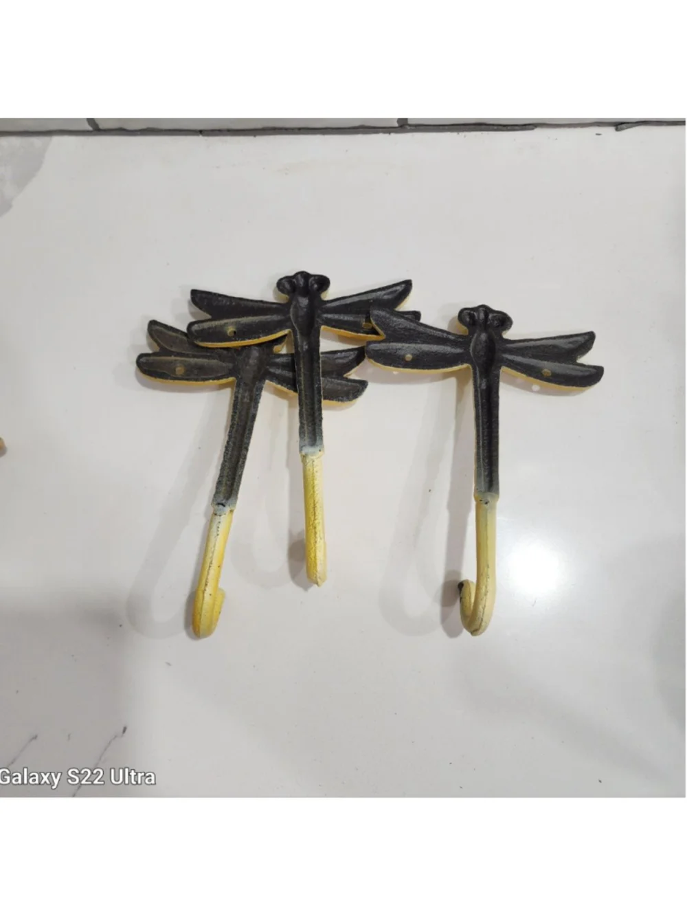 Dragonfly Decorative Wall Hooks Cast Iron, Yellow 7